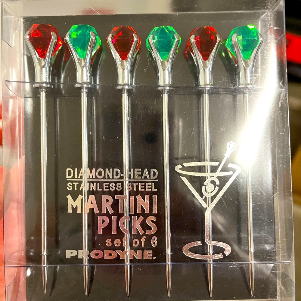 Prodyne Diamond-Head Martini Picks, Set of 6